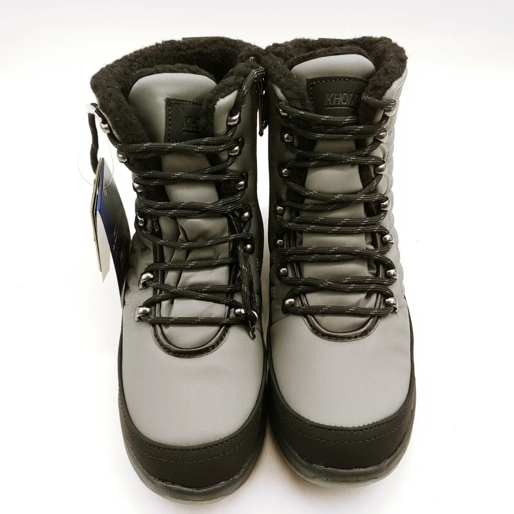 Khombus Shoes Mens Hiking Boots Alegra‎ Leather Memory Foam Lightweight Grey 7